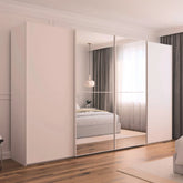 Supreme Duo White Glass & Mirror 4 Door Sliding Wardrobe